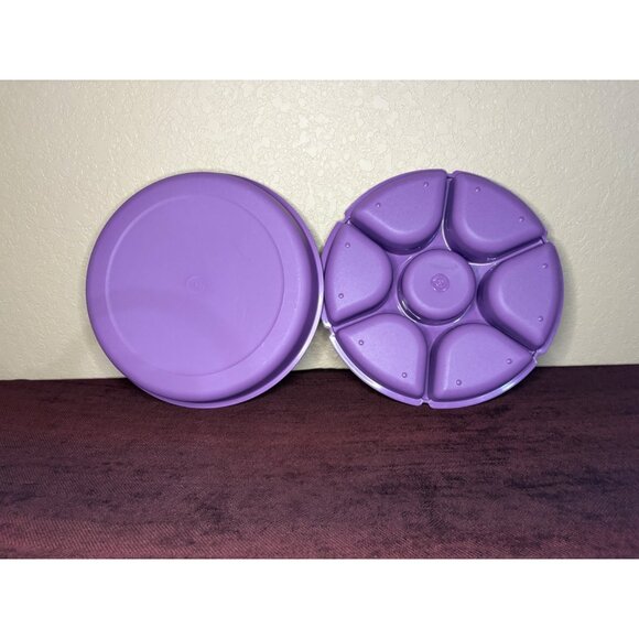 Tupperware Serving Center Large Divided Veggie Party Snack Tray Dip Bowl 1665 - Picture 4 of 4
